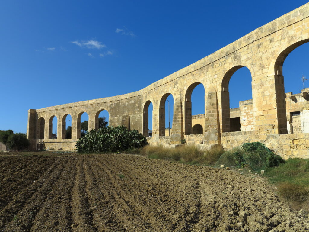 Historic aqueduct in Malta