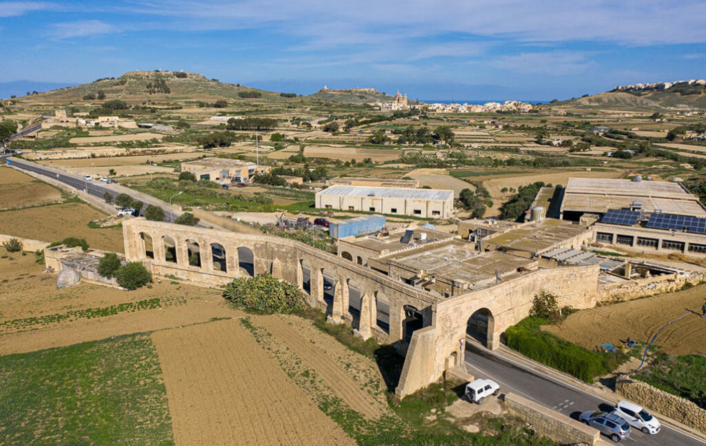 Historic aqueduct in Malta gozo