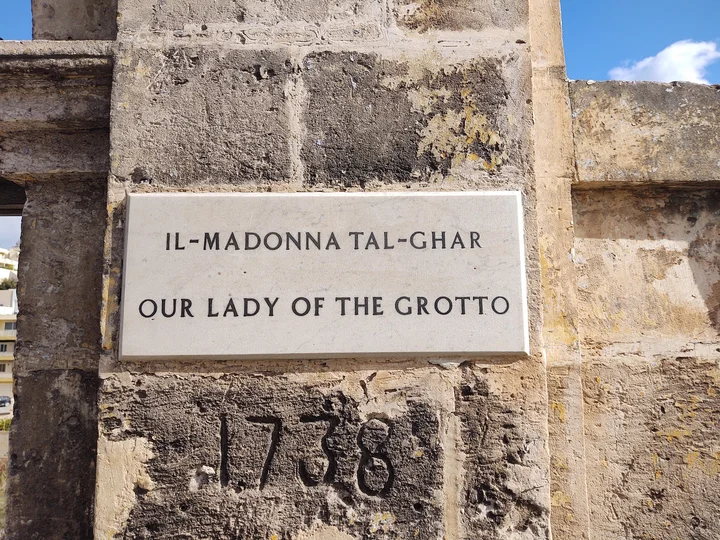 Our Lady Of The Grotto mellieha sign