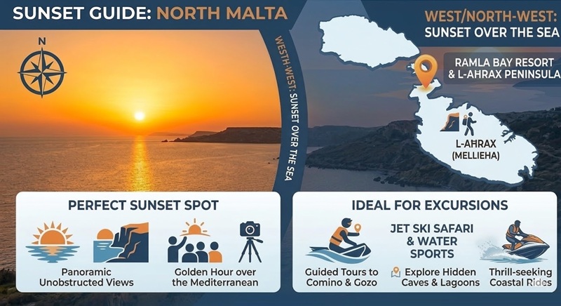 Sunset Malta Map - Best place to see the sunset in Malta