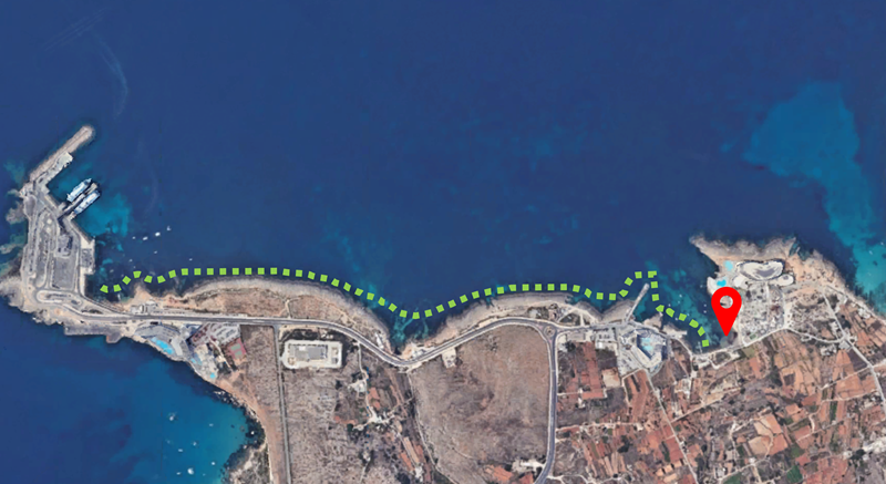 Kayak route to Cirkewwa